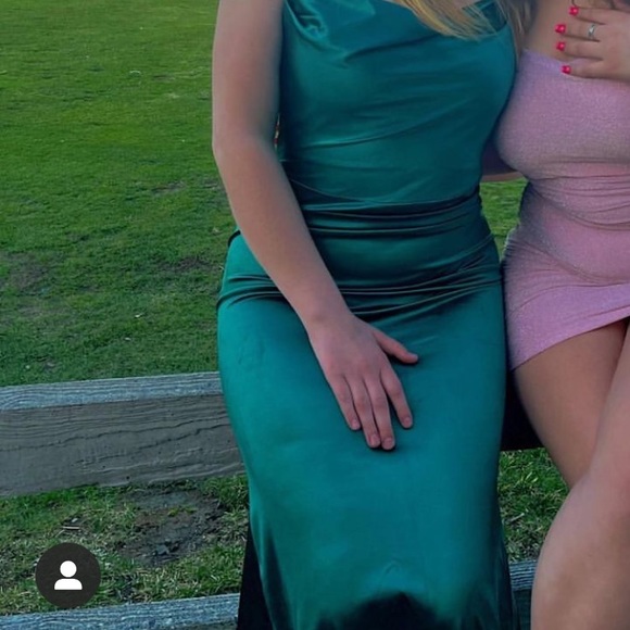 Green Satin Slip Dress - Picture 1 of 2